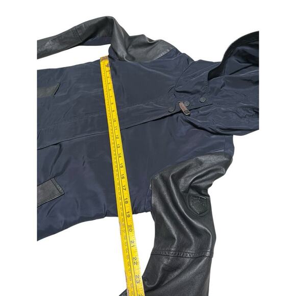 RUDSAK Women’s Two Tone Nylon Long Rain Coat - Nylon Leather Navy Black‎ - P / S - Picture 7 of 8